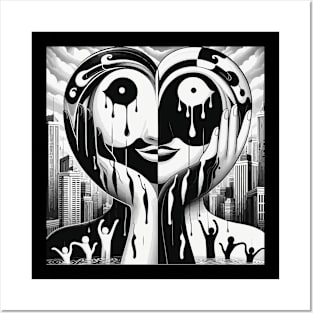 Negative Face Black and White Express Emotion Posters and Art